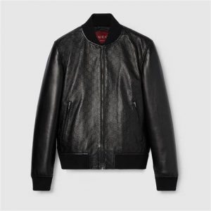 Gucci Bomber in Pelle GG Uomo — Nero